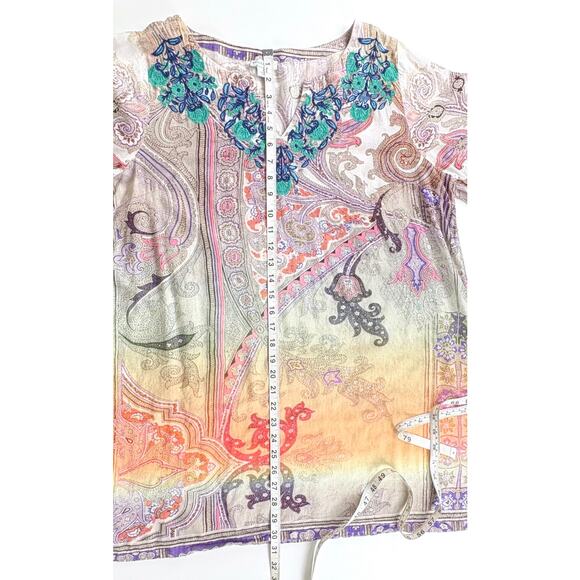 Sundance Floral Embroidered Paisley Print Tunic Top Size Large Multicolor Boho - Picture 10 of 10